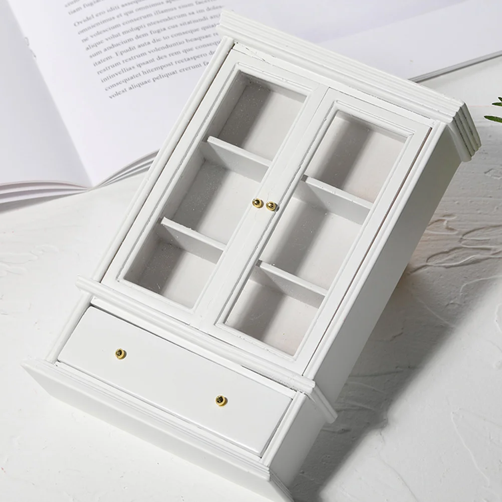 Glazen kast Model Huis Decoratie Kast Mini Meubels Houten Minnaar DIY Frame Micro Miniatuur