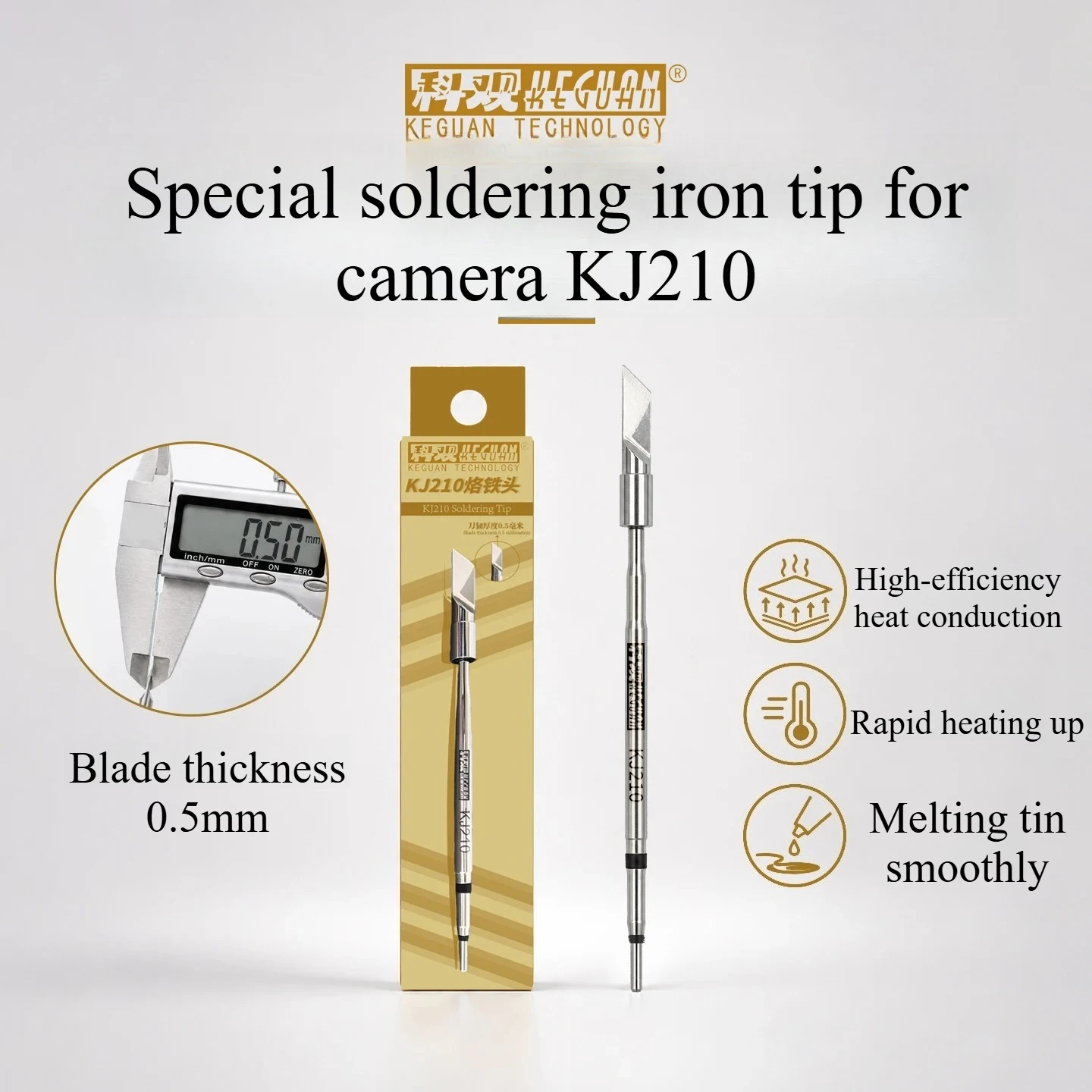 KEGUAN KG-KJ210 Soldering Iron Tip 0.5mm Flat Blade Rapid Heating For Professional Phone Camer PCB Soldering Station Work