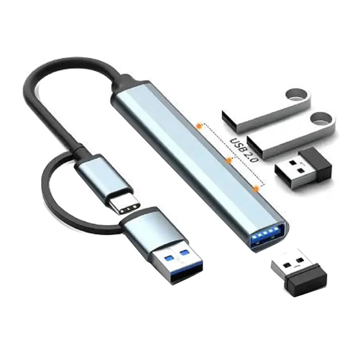 4 in 1 USB 3.0 Hub Type C to USB 3.0x1 + USB 2.0x3 Lightweight - 5Gbps Data Transfer for Windows for Notebooks,