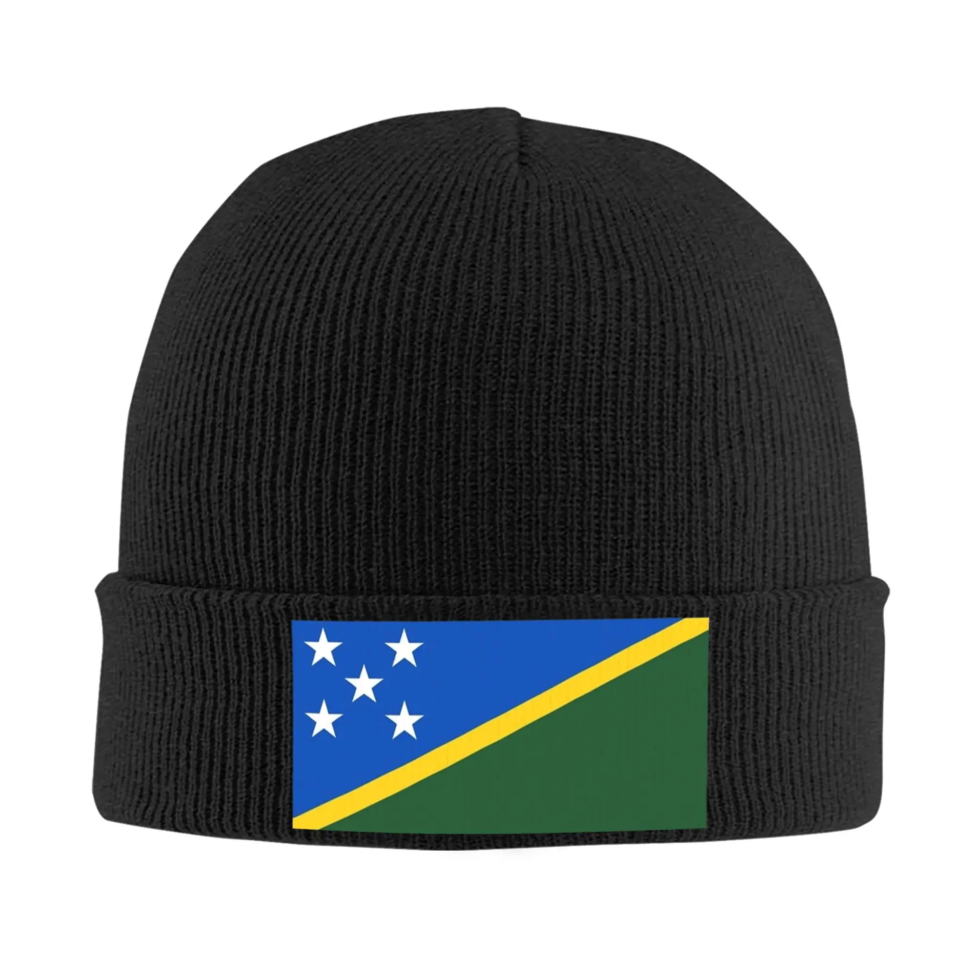 Solomon Islands Flag Knit Hat Beanie Winter Hats Warm Unisex New  Cap for Men Women Gifts