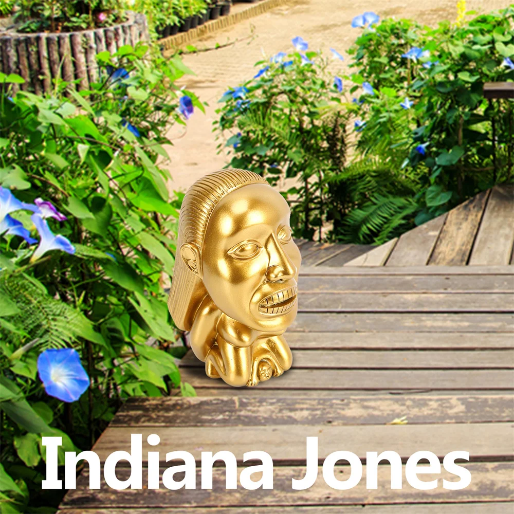 Indiana Jones Idol Golden Fertility Sculpture with Eye Cosplay Props Replica Decor Outdoor Fairy Jones Figurines Crafts