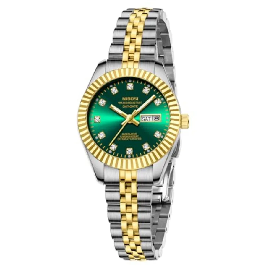 

Watches for Women Analog Quartz Stainless Steel Dial with Day Date Luminous Waterproof Dainty Classic Luxury Diamond Elegant Dr