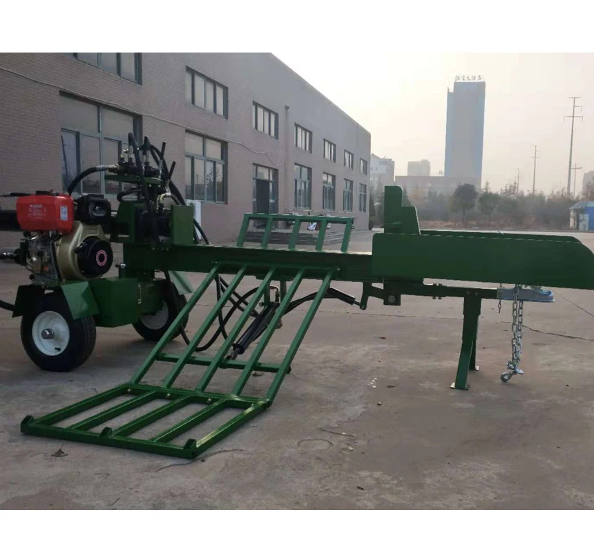 12hp 50 ton diesel log wood splitter log processor forestry machinery with hydraulic lift and deck  electric start