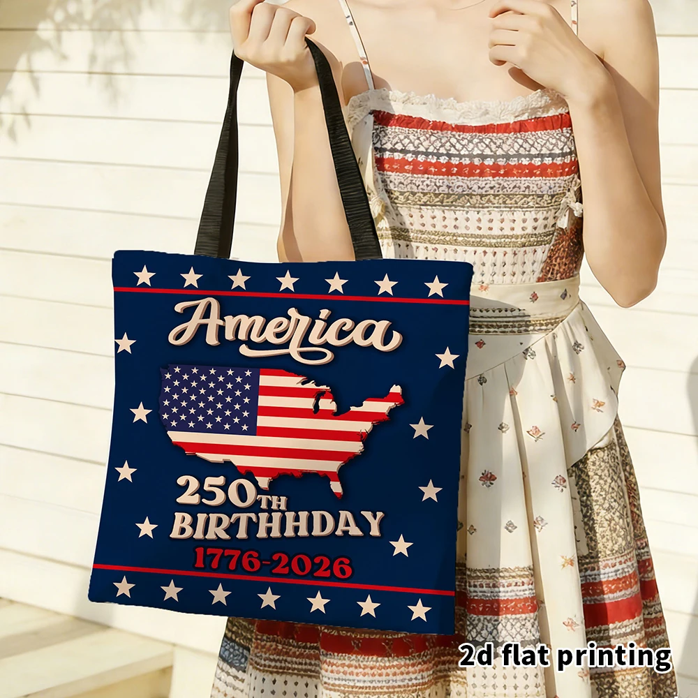 One American 250th Anniversary Commemorative Tote Bag 1776 2026 Patriotic Design Map United States