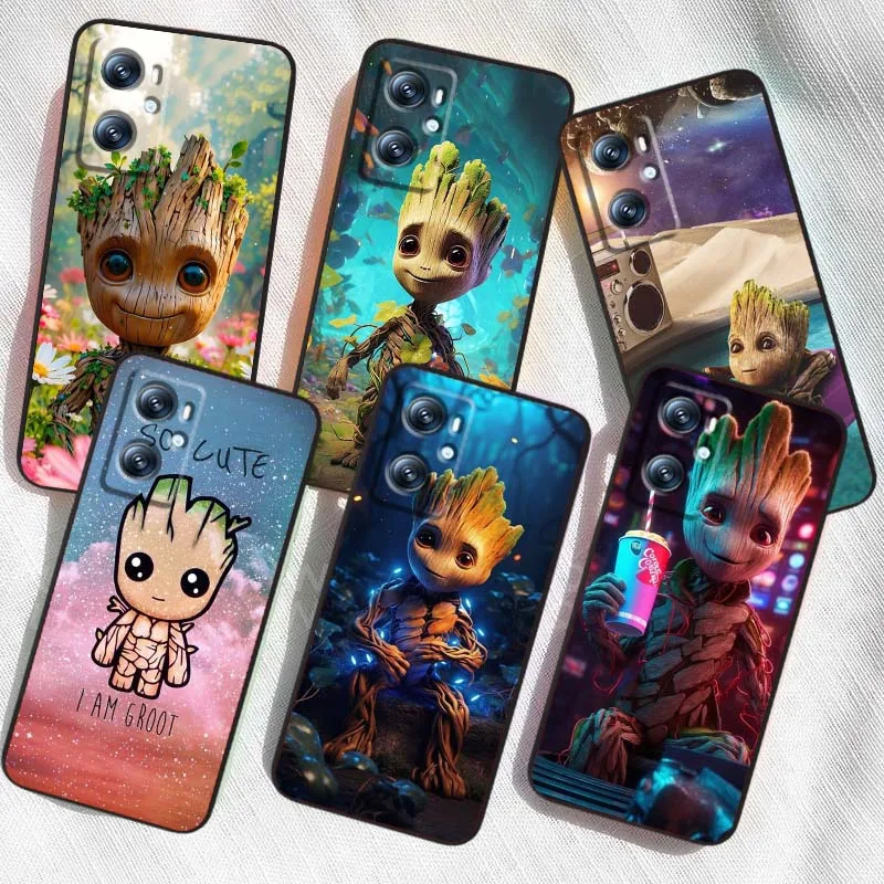 

Милый чехол G-Groots в стиле аниме для OPPO Reno 5 6 7 A96 A40 A58 Realme GT A74 A78 Neo2 A74 A78 Find X5 X3 X7 X8 Black