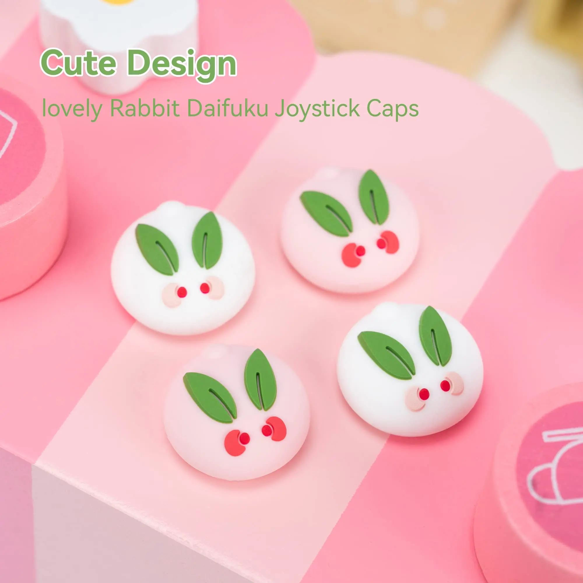 GeekShare Cute Animal Theme Thumb Grip Caps Compatible with Nintendo Switch/OLED/Switch Lite,Daifuku