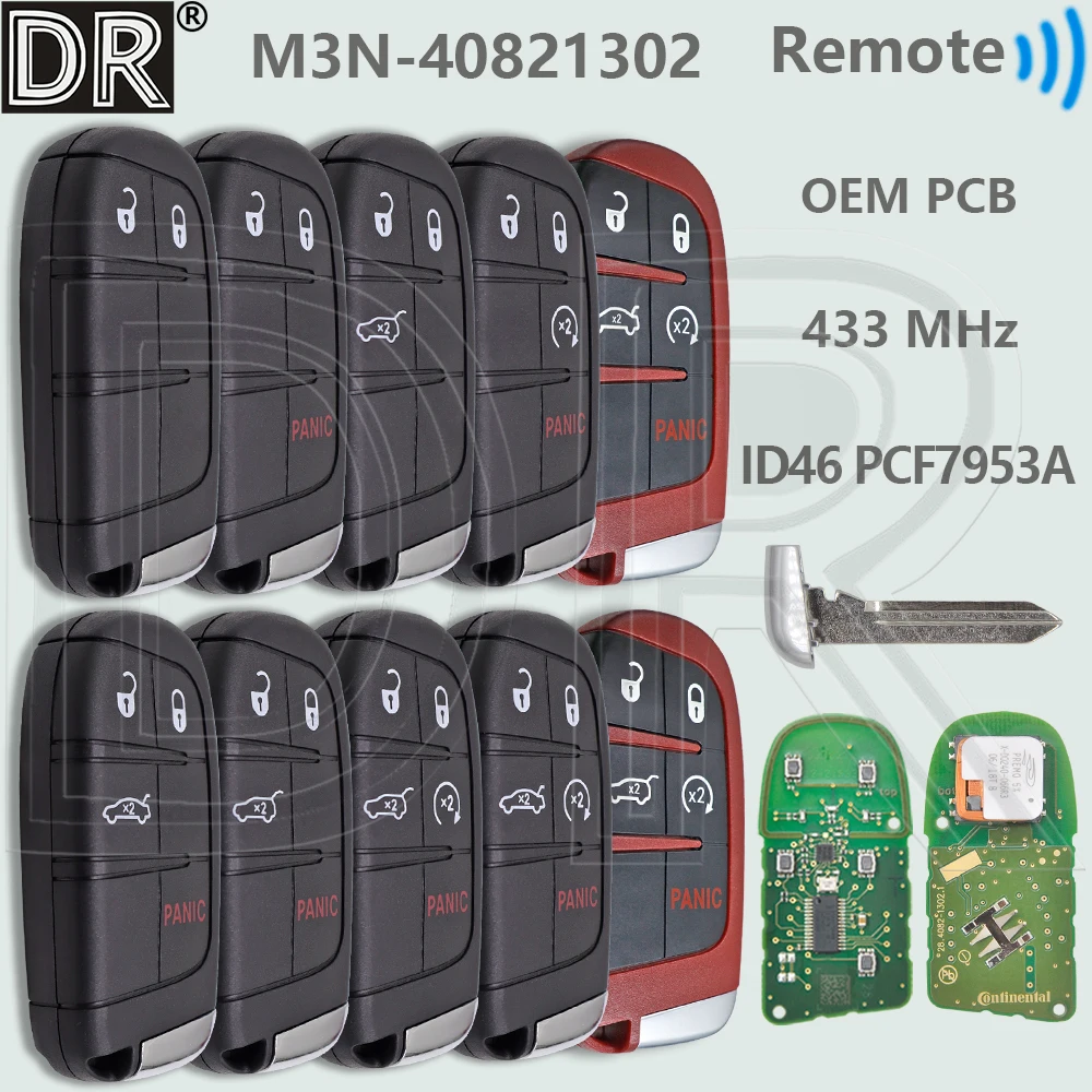 

DR Original 433MHz PCB ID46 PCF7953A Proximity Car Remote Control Key For Jeep Grand Cherokee Dodge Durango Charger Chrysler