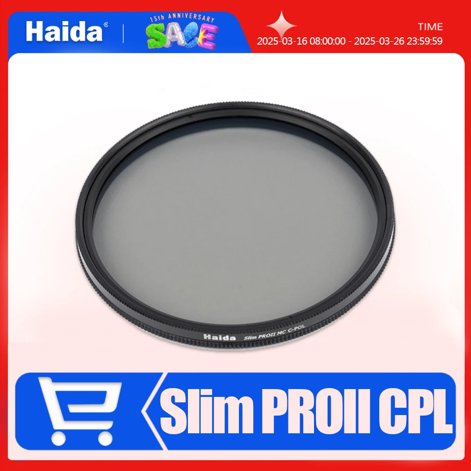 Haida Slim PROII MC CPL Filter for Camera Lens Increase Saturation to Eliminate Reflections 52/55/58/62/67/72/82mm