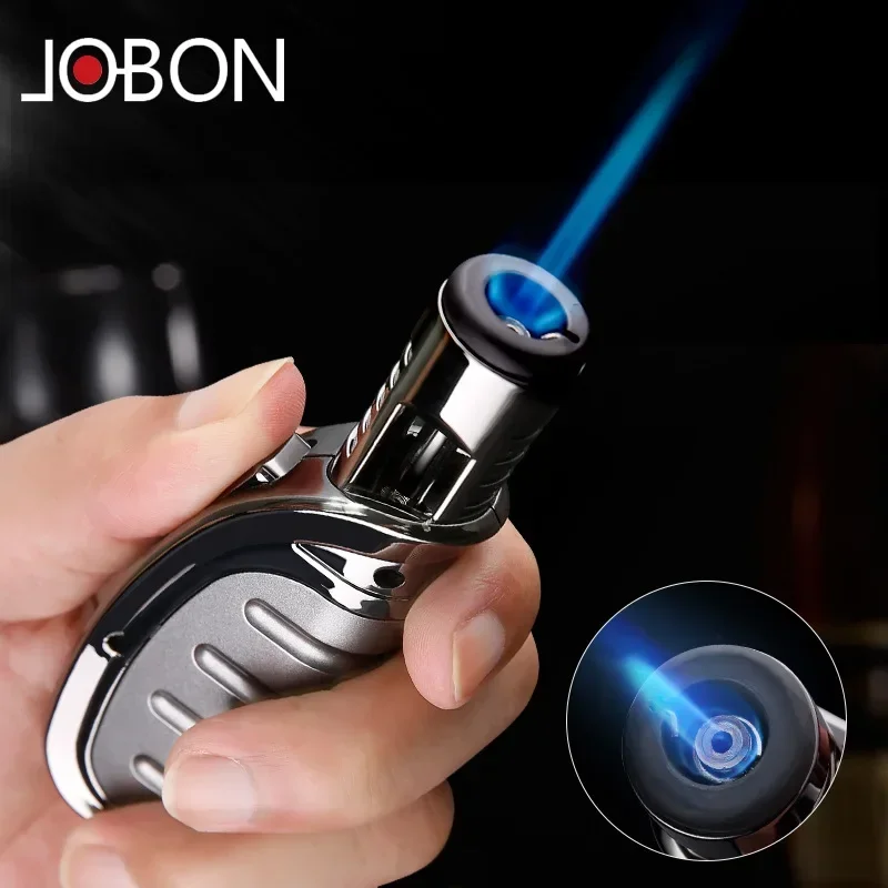 

JOBON Metal Cigar High Power Lighter Windproof Jet Blue Flame Inflatable Kitchen Barbecue Outdoor Gas Portable Lighter