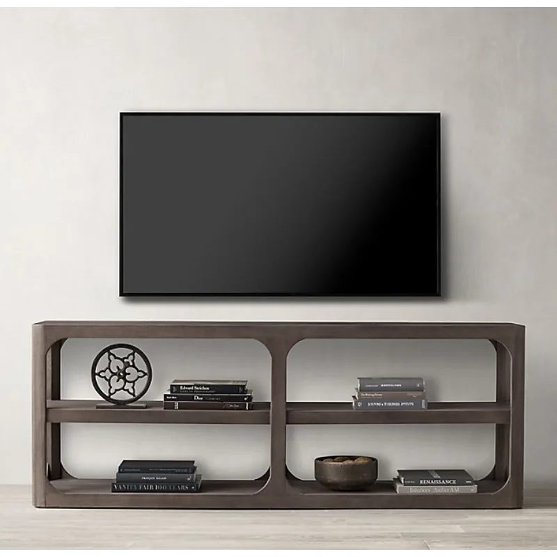 

American French Retro All Solid Wood Oak Nordic Living Room Square High-end TV Cabinet