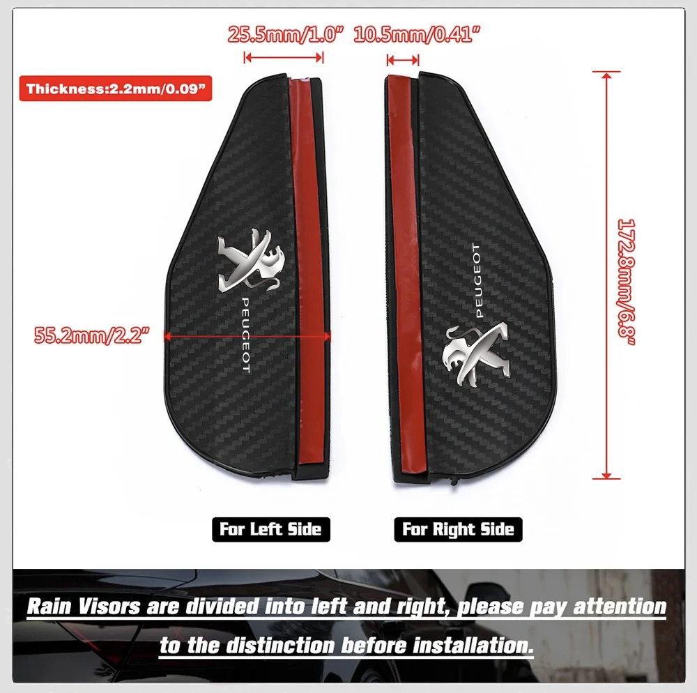 2 قطع من مرآة الرؤية الخلفية للسيارة حاجب المطر حاجب الشمس لبيجو 308 408 508 RCZ 208 3008 2008 206 207 307 أدوات السيارات