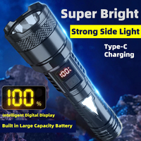 High Power Super Bright LED Flashlight USB Rechargeable With Sidelight Lamp Outdoor Long-range Lantern rechargeable spotlight