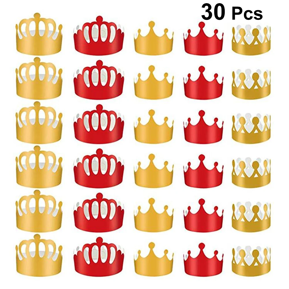 

30pcs Birthday Hat Crown Cap Kids Child Baby Shower Paper Hats Party Decorative Supplies Bright Enjoyment Festival