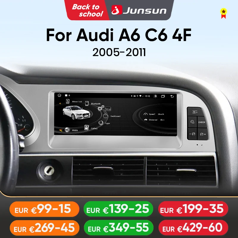 Junsun Wireless CarPlay Android Auto Autoradio Multimediale Per Audi A6 C6 4F 2005-2011 MMI 2G 3G GPS 4G WiFi unità principale Autoradio