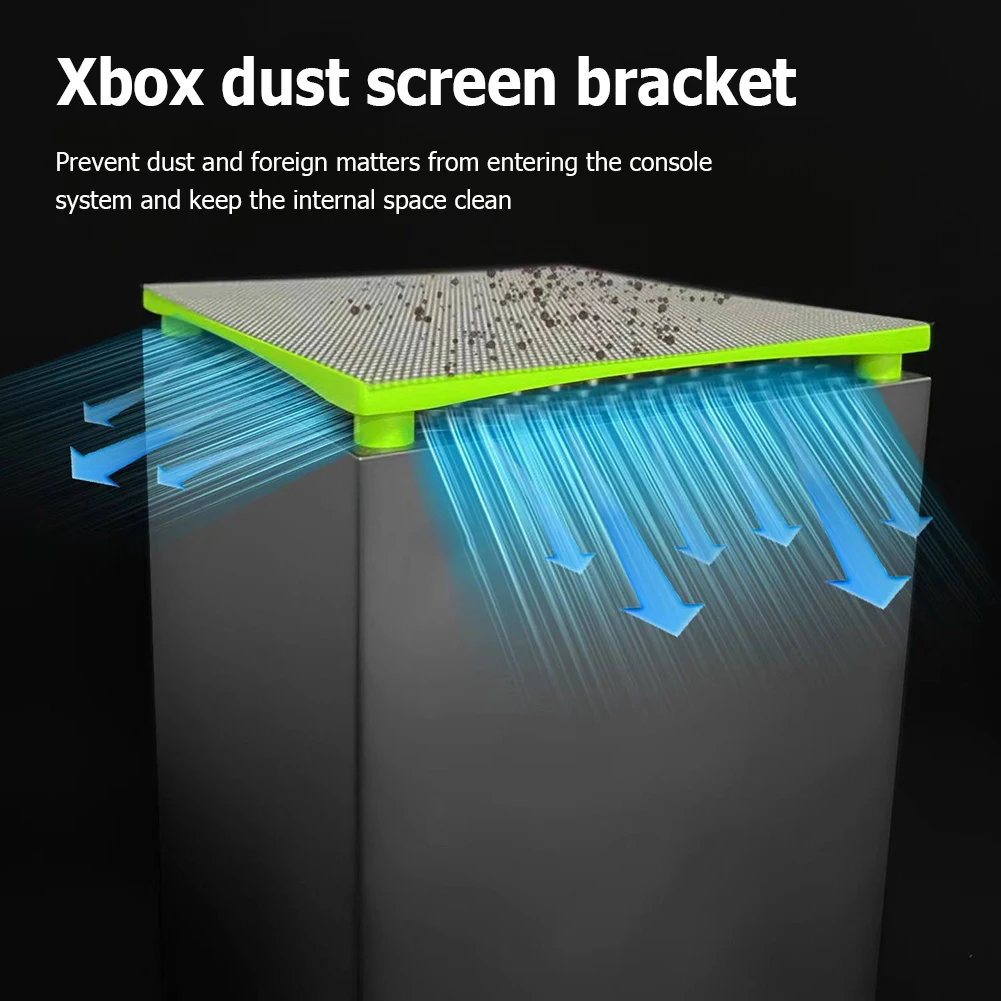 Dust Filter Cover with 4 Silicone Plugs Top Dust Filter Cover Holder Mesh Filter for Xbox Series X Game Console