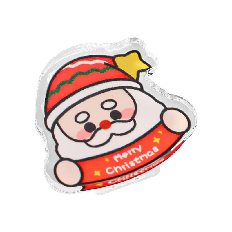 Cute Acrylic Christmas Tree Santa Claus Clip Snack Sealing Clip Office School Stationery Photo Decorative Supplies Stationery