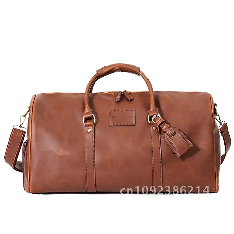 

Genuine Leather Men Women Travel Bag Soft Real Leather Bag Carry Luggage Weekend Bag Bags Shoulder Travel Cowhide Hand