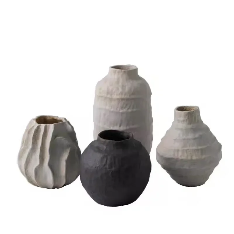 

White retro vase wabi wind coarse pottery jar new Chinese zen medieval
