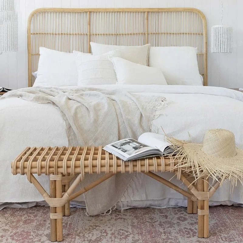 Rattan bedroom handmade bench