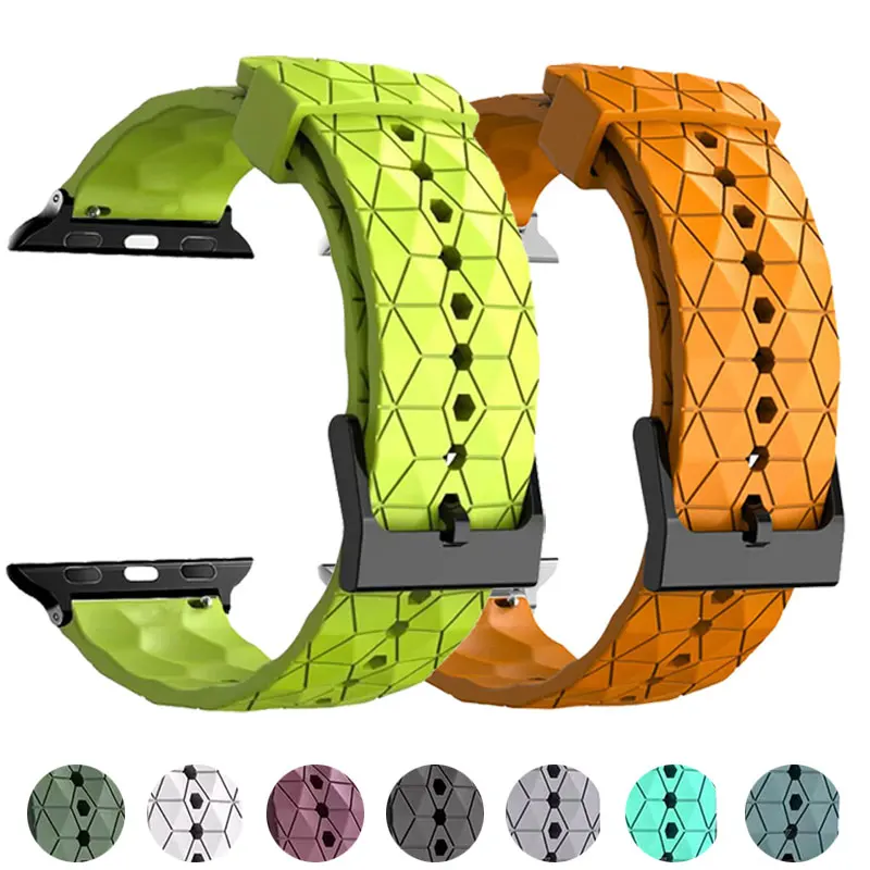 Football Pattern Strap For Apple Watch Band 4 Ultra 49mm 45mm 44mm 41mm 40mm 38mm Silicone Bracelet iWatch S12/11/10 42mm 46mm