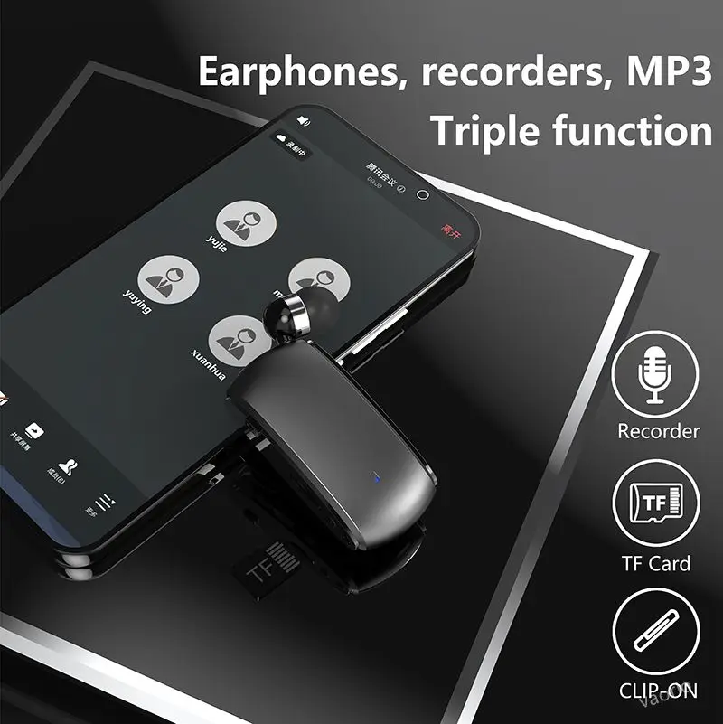 K68 سماعة لافلير لاسلكية مع ميكروفون ، 6 في 1 ، تدعم تسجيل الاجتماعات ، MP3 TF بطاقة اللعب ، سماعات بلوتوث