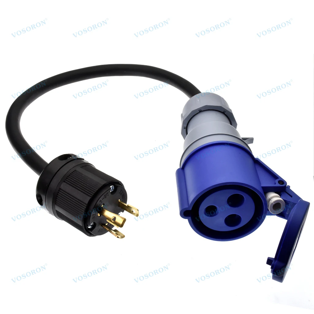 NEMA L6-30P Plug to 32A 2P+PE CEE Socket 3x6mm rubber wire Heavy Duty Industrial Power Cable for generator