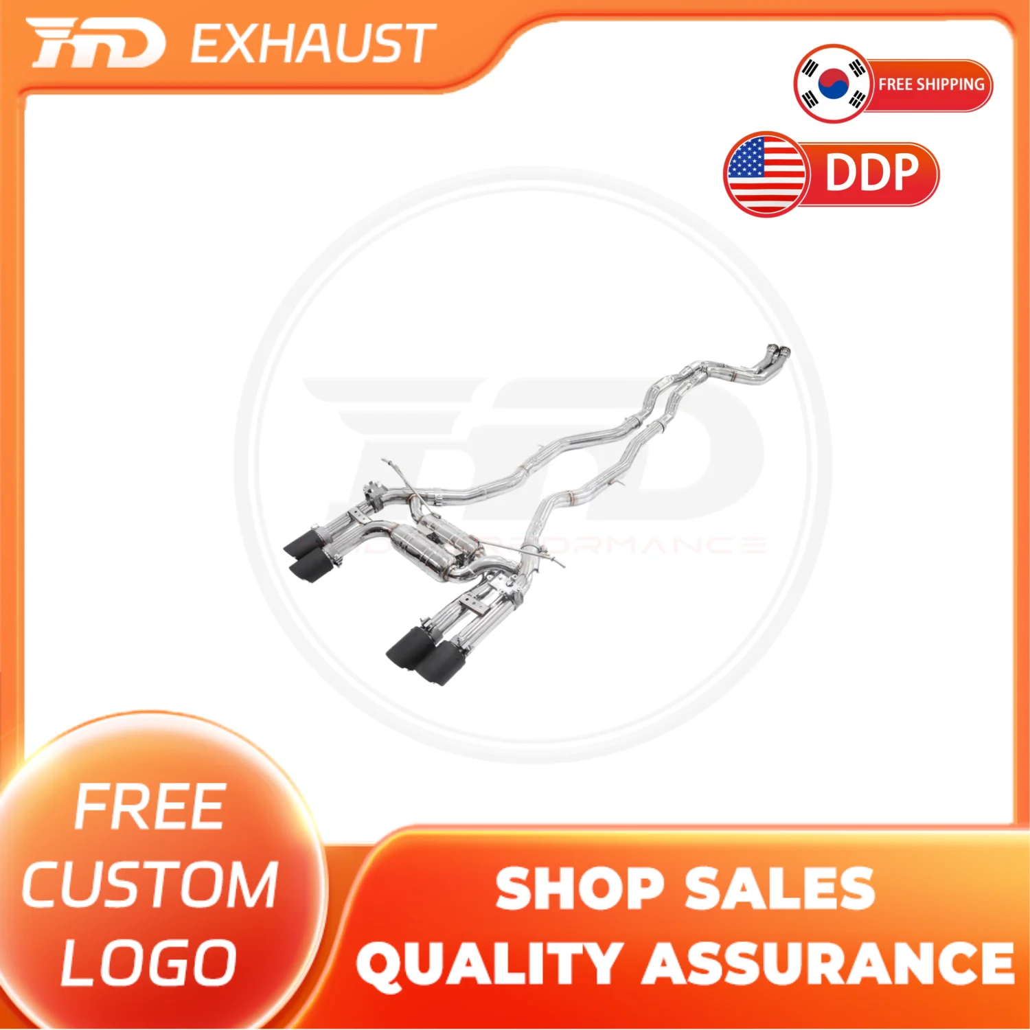 

HMD Exclusive Customization Stainless Steel Catback For BMW M3 M4 F8X Double Snare Drum Exhaust With OEM Valves Tips