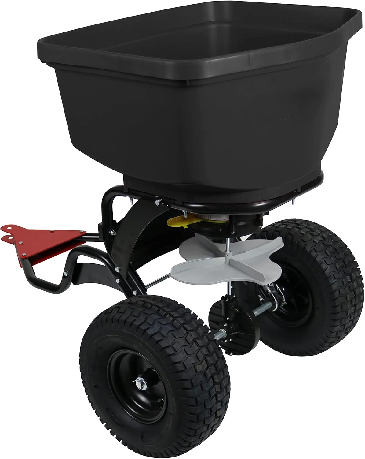 150-Pound Tow and Pull Behind Spreader with Auto-Stop Dual Impeller That Stops When Not Moving, Designed for Farm and Tough