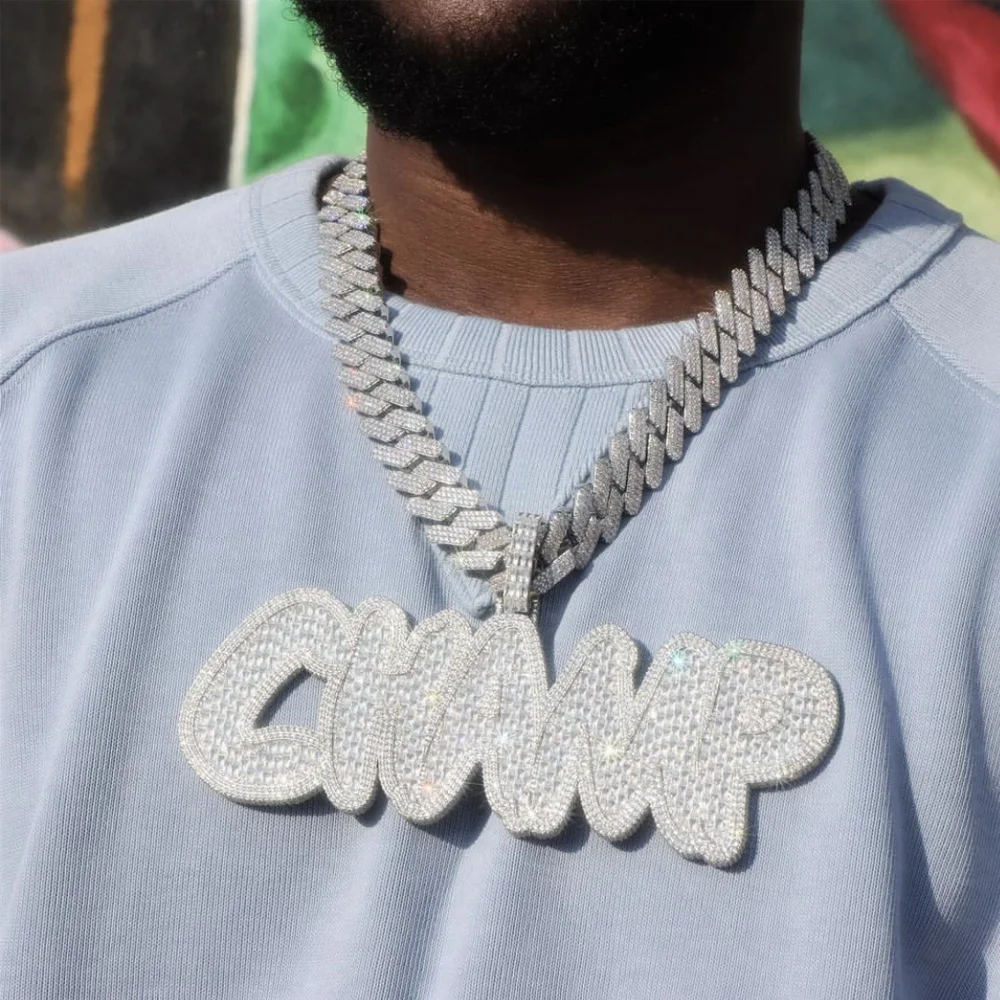 UWIN Baguettecz nome personalizzato ciondolo uomo collana Hip Hop Iced Out zircone personalizzato colore argento catena Charms gioielli di lusso