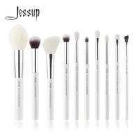 Juego de brochas Jessup, 10 Uds., juegos de brochas de maquillaje profesionales, base para resaltar, polvo, sombra de ojos, colorete, plata perla, T243