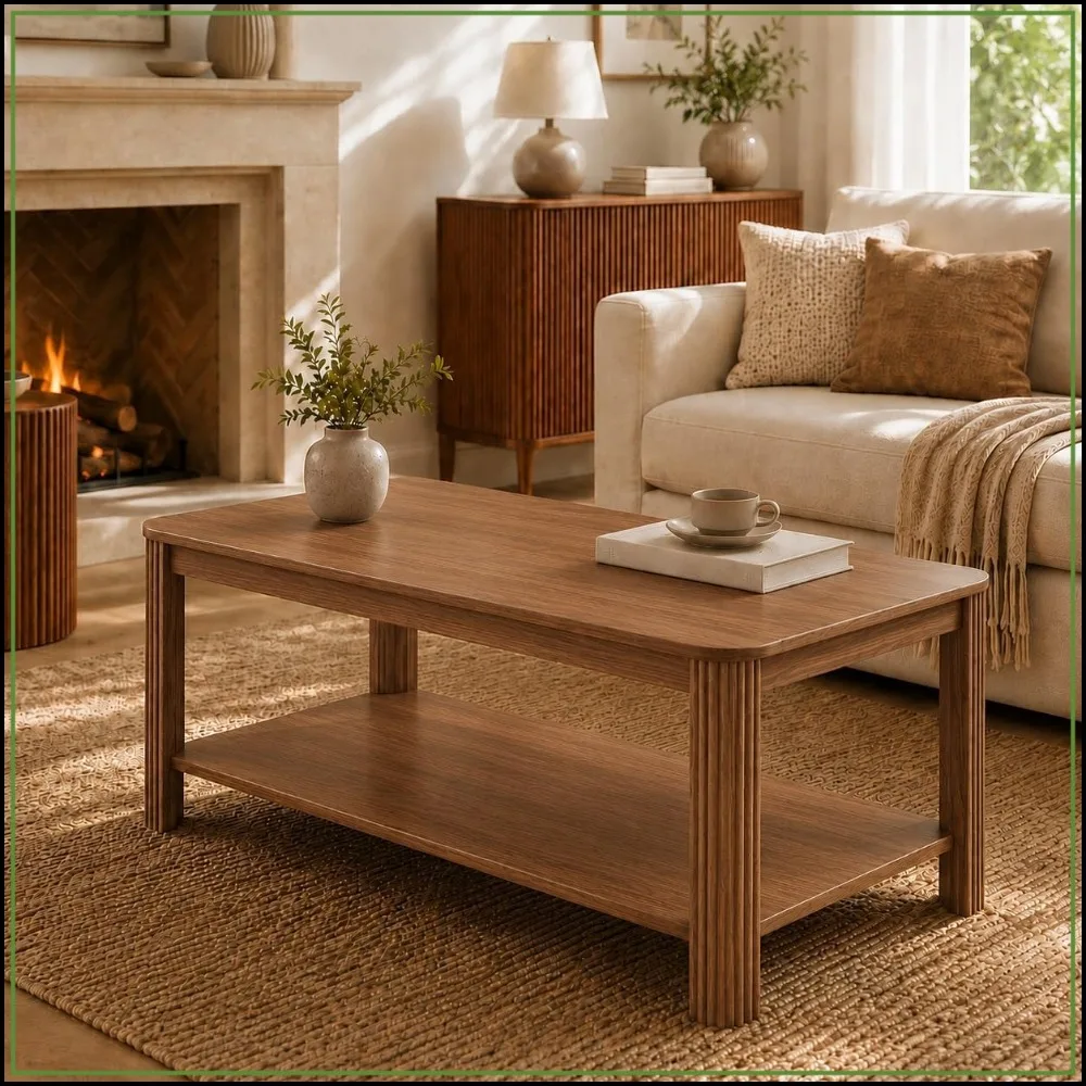 Fluted Walnut Coffee Table 39.4