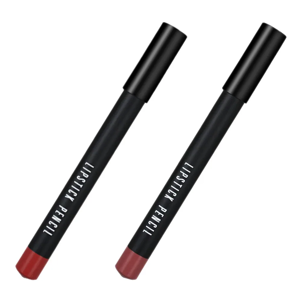 2 pezzi di matita opaca a lunga durata che non sbava per le donne Trucco Penna per labbra Fodere per labbra Set di penne per rossetto opaco