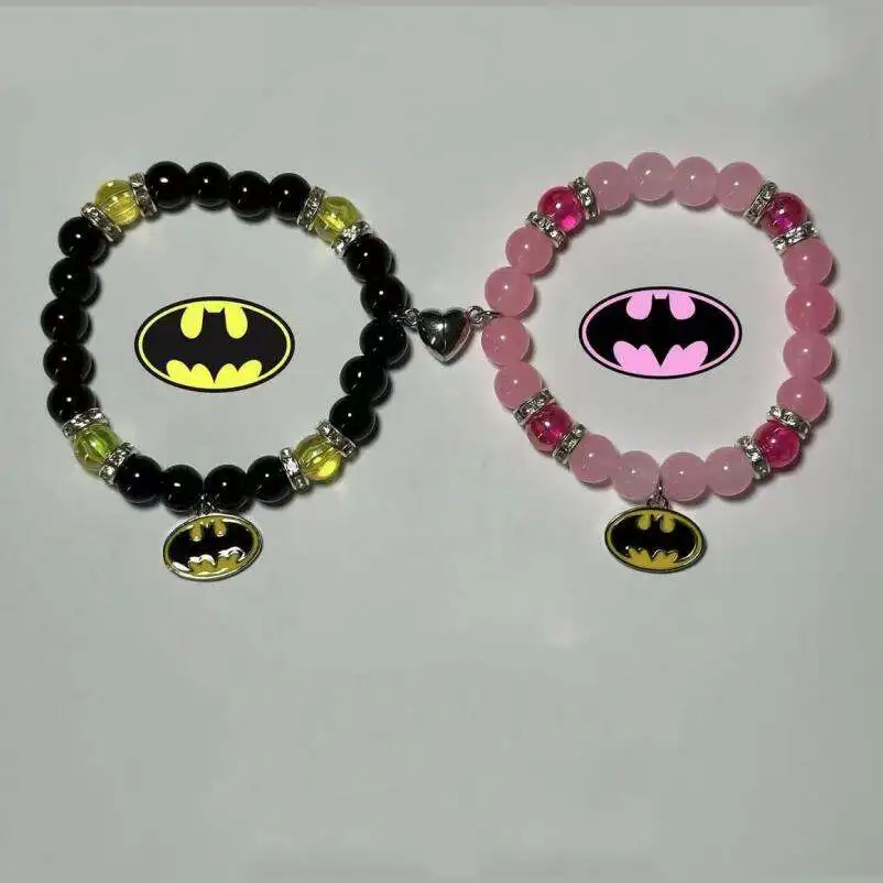 2PCS/set Fast And Furious Bat Matching Bracelets For Couples Bracelets Cool Race Car Victory Banner BFF Beaded Bracelet Jewelry