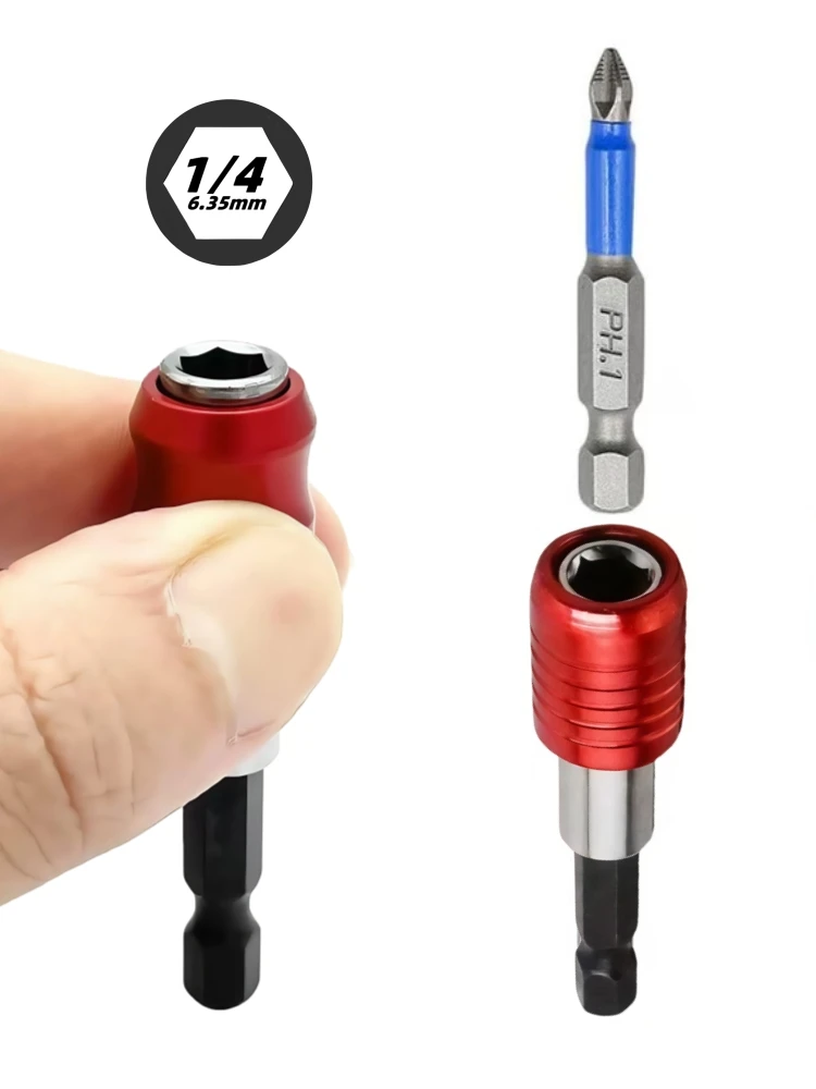 60 mm sechseckige Verlängerungsstange mit magnetischer Hülse, 6,35 mm Schnellwechsel-selbstsichernder Schraubendreher zum Anschluss von Elektrowerkzeugen – Detail 3