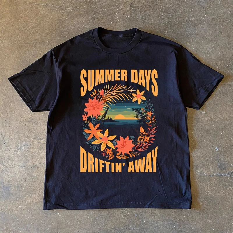 

High-quality fashionable loose short-sleeved casual cotton T-shirts for men and women with classic pattern prints in summer 2025