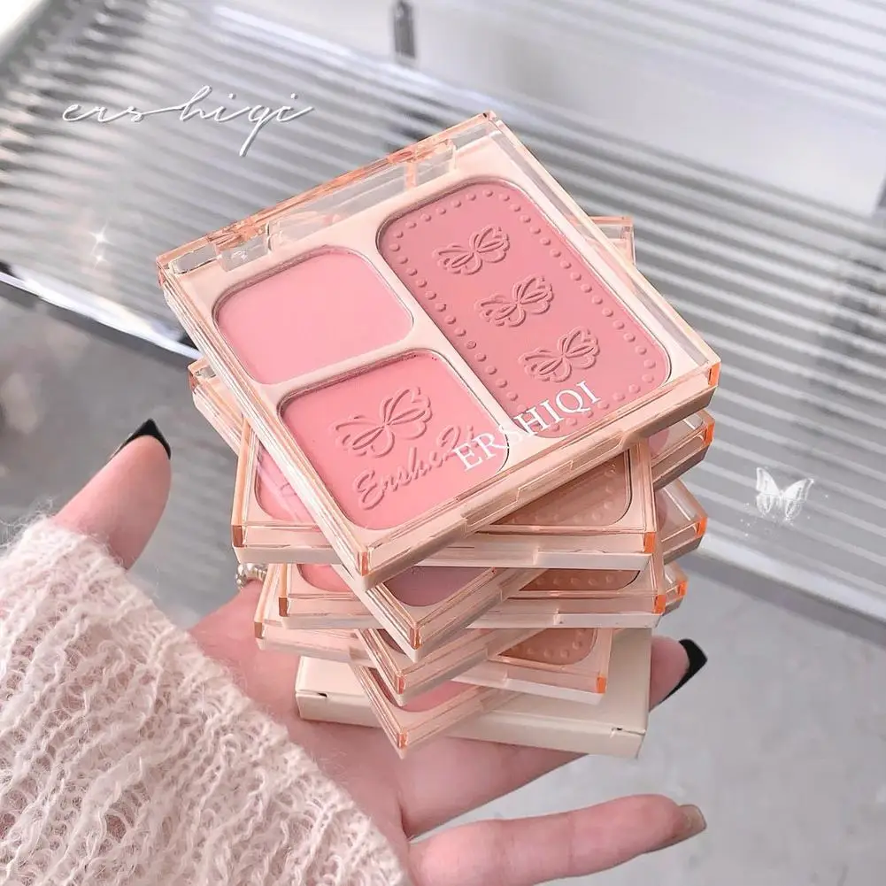 Blush a 3 colori Resa cromatica naturale Polvere delicata non volante Trucco viso naturale Matte Peach Rouge Contour Shadow Palette