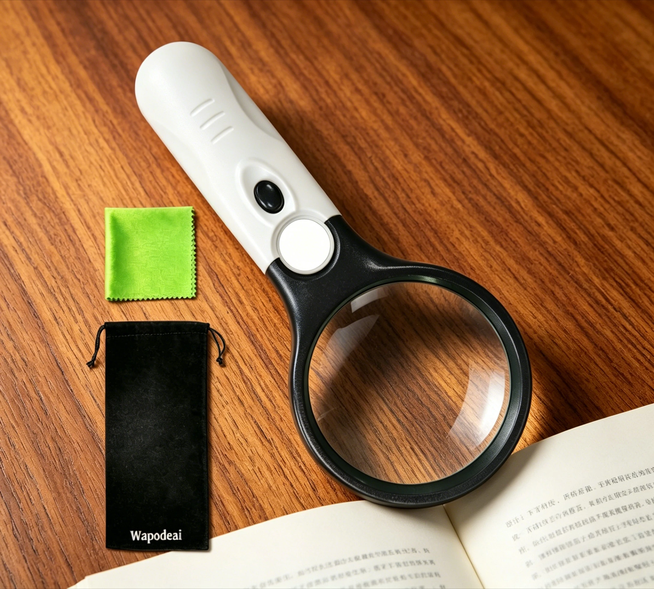 New White Magnifying Glass Handheld 45X Magnifier portable 3 LED Light For reading magnifying glass for senior reading children
