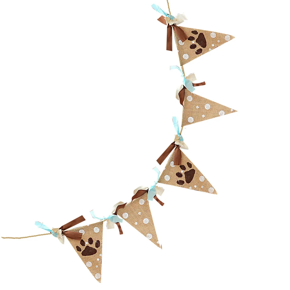 

Birthday Flag Bunting Banner Vintage Style Party Supplies Zoo Animal Themed Dog Garland Wall Ornaments Dot