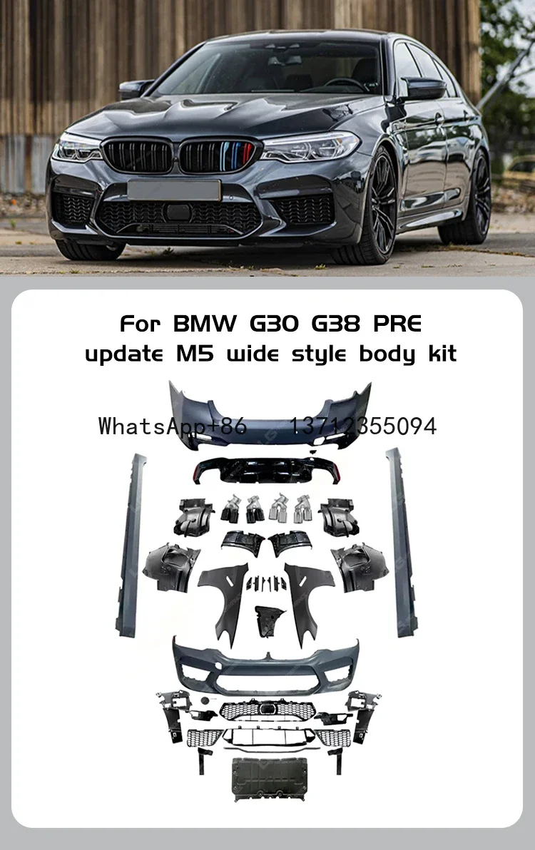 G30 Wide M5 bodykit for BMW 5 series G30 G38 PRE 2018-2020 Front Buer Side Skirts Rear Buer fender bodykit with Exhaust