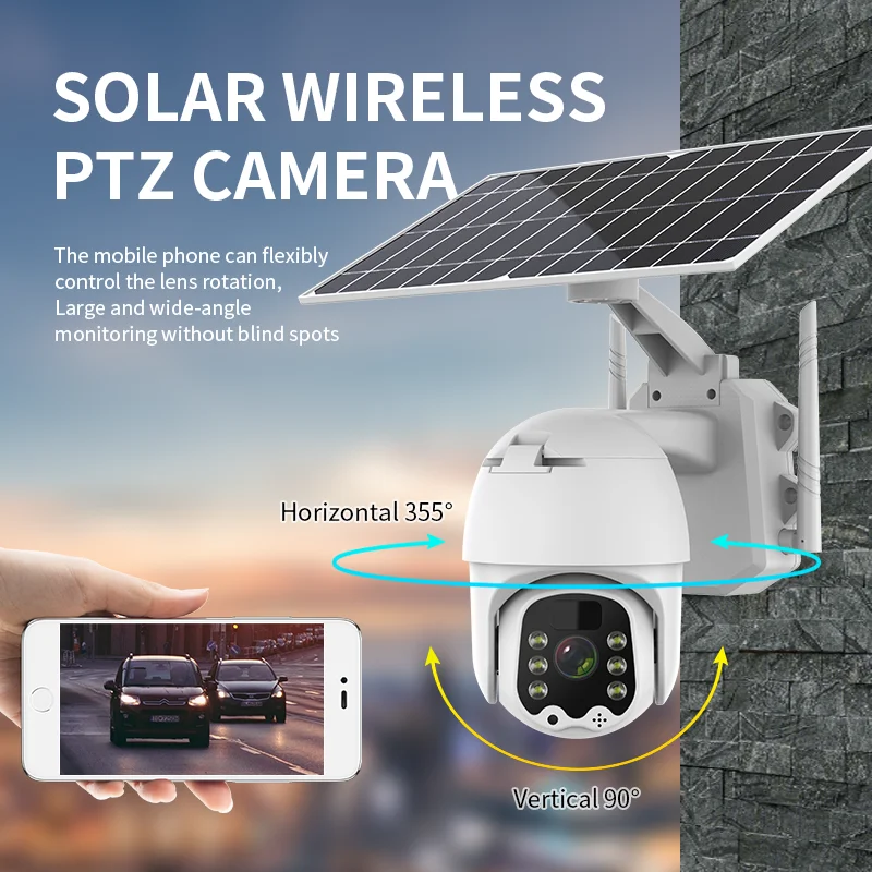 

2MP 1080P Solar Power Full Color Wireless WIFI/4G PTZ IP Dome Camera AI Humanoid Detection Home Security CCTV Baby Monitor