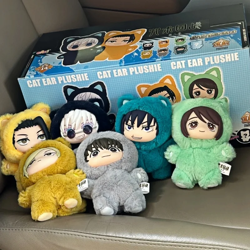 재고 있음 인기 이아키 주술회전 고양이 귀 플러시 시리즈 푹신한 랜덤박스 애니메이션 피규어 플러시 비닐 펜던트 미스터리 박스 맞춤 선물