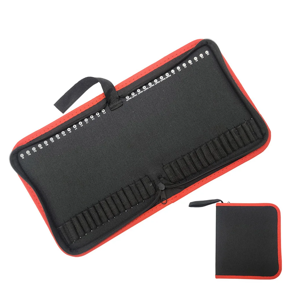 1Pc Oxford Fabric Drill Bit Organizer Bag With 24 30 Or 55 Slots Zipper Closure Tool Case For Screwdriver Bits Storage