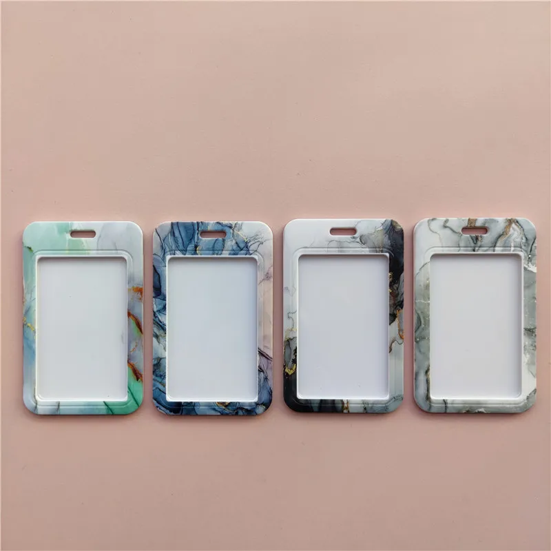 Marble Pattern Lanyard ID Badge Card Holder Office Worker Cardholder Cover Credit Card Case Card Protector Christmas Gift