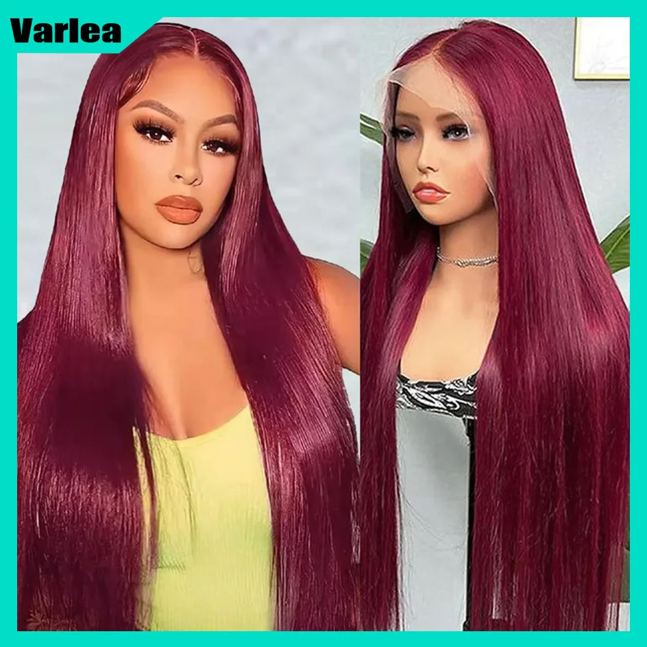 Varlea 200% Density 99j Burgundy 13x6 Hd Lace Frontal Human Hair Wig 13x4 Straight Lace Front Wigs Human Hair Colored Brazilian