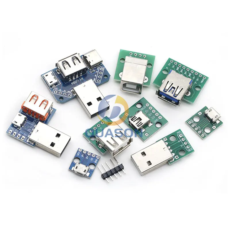 1PCS USB Male Connector / MINI MICRO USB to DIP Adapter female connector 2.54 Connector B Type-C USB2.0 3.0 Female PCB Converter