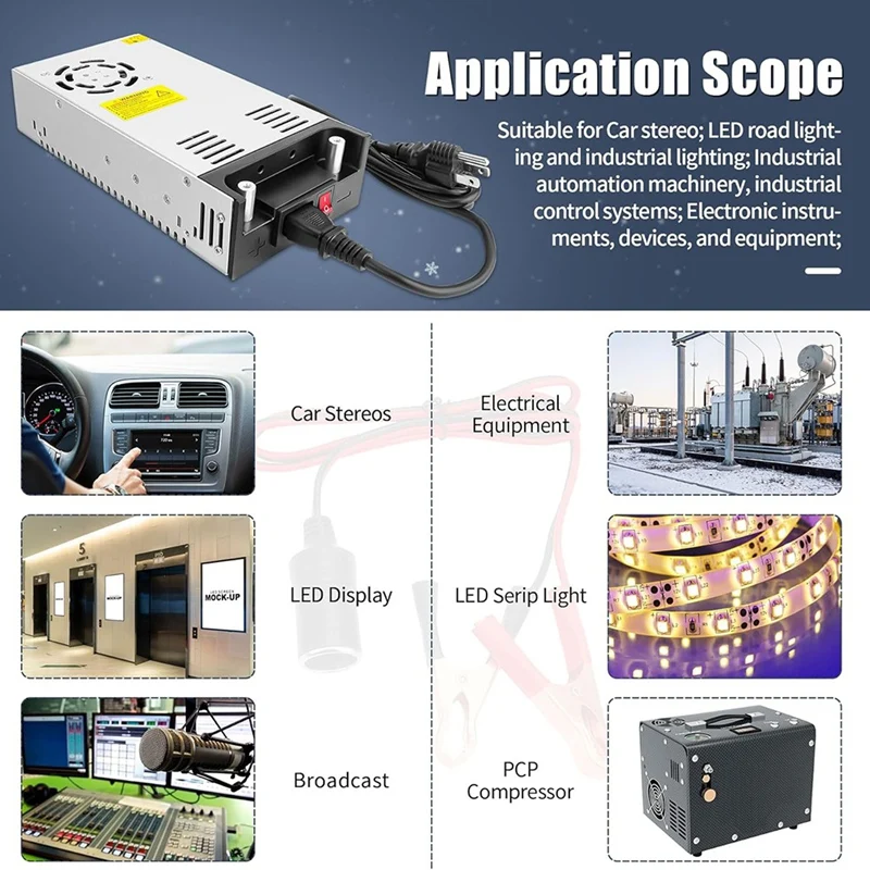 DC 12V 50A 600W Switching Power Adapter Set,Switching Converter 110 AC To 12 Volt DC Converter For Electronic US Plug