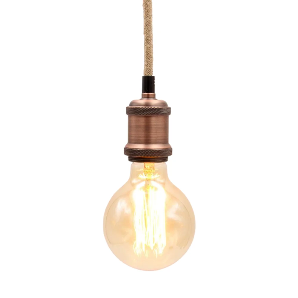 Vintage Style Hemp Rope Pendant Light Cord Kits European Plug  Switch E27 Vintage Lamp Holder for Simple Hanging Lamp Decor