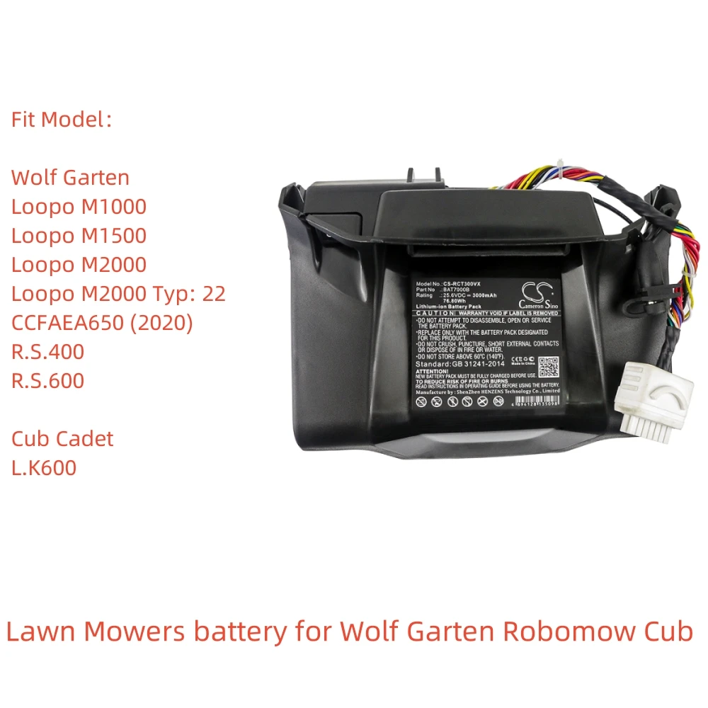 

Li-ion Lawn Mowers Battery for WOLF Garten,Robomow,Cub Cadet,Loopo M1000,Rasenroboter XR2,TC500,MC300,RC308u,RC,TC,City MC1200