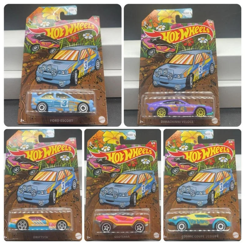 Hot Wheels Carro Colecionável de Liga Metálica 2026 Spring Flowers Set Ford Escort Drift Off Road Vehicle Para Colecionadores Modelo V1405