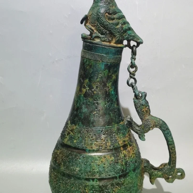 Dragon pattern crooked neck pot anti-ancient bronze collection living room ornament
